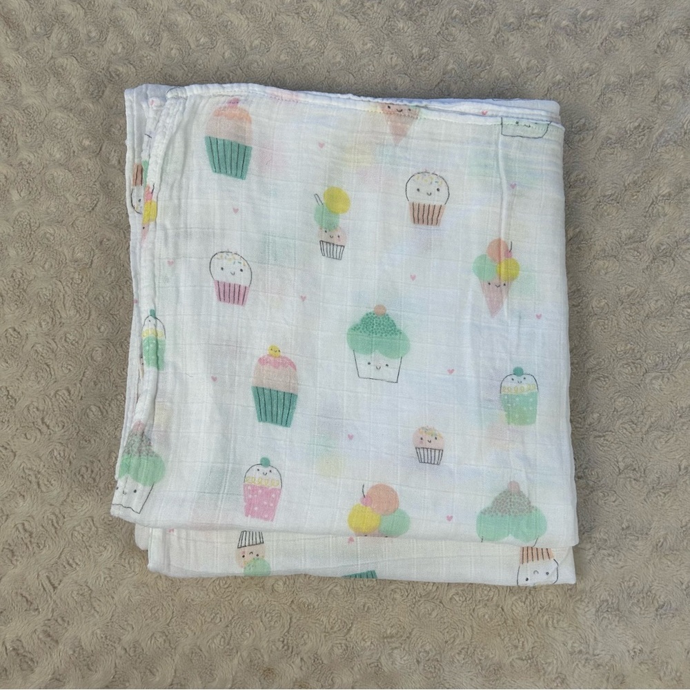 Angel Dear Cupcakes Ice Cream Cone Baby Swaddle Blanket Pink Cotton Bamboo Blend